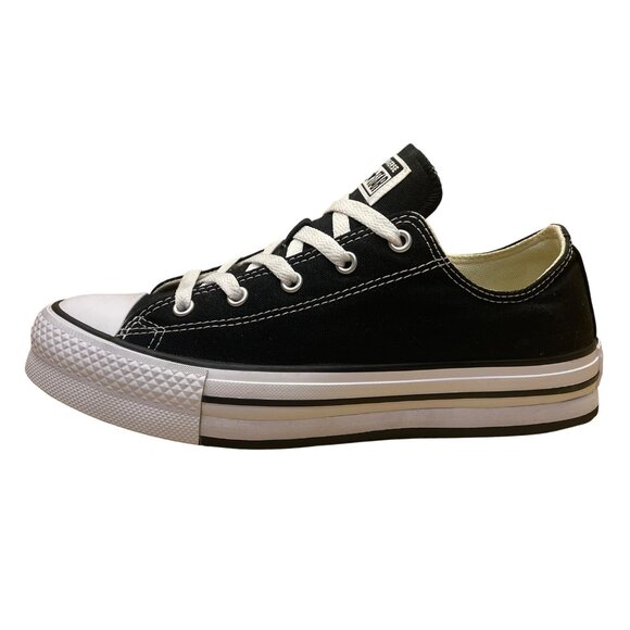 Converse Kids Black & White Canvas Lace-Up Low-Top All Star Sneakers Size 6-New - Picture 4 of 8